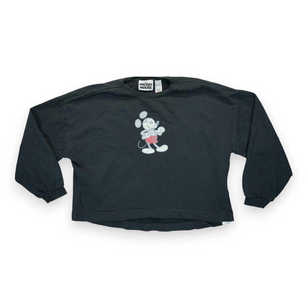Disney Mickey Mouse Genuine Pullover Fleece Lined Sweatshirt Women's Large Black